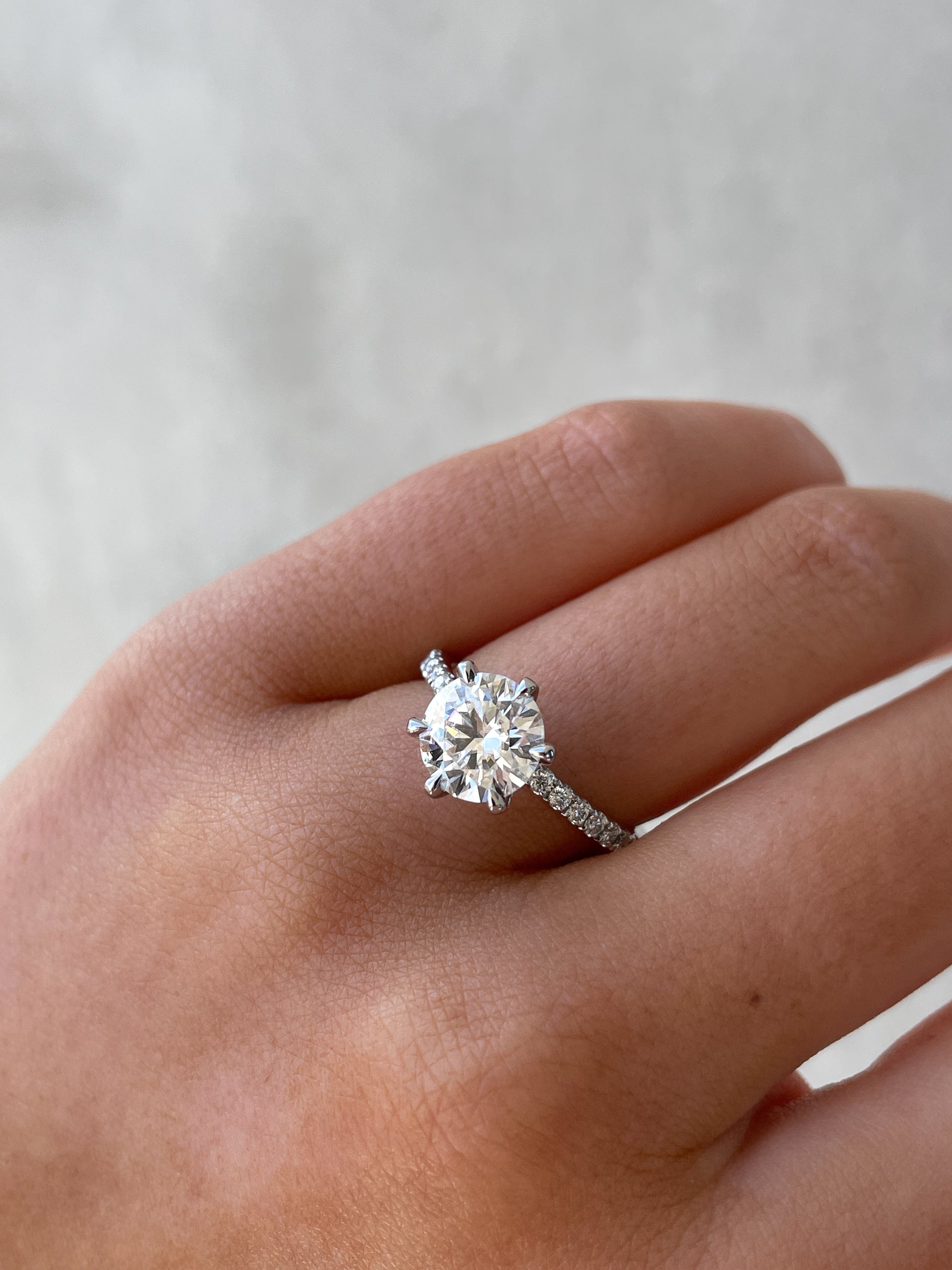 1.80 CT Round Lab-Grown Diamond Engagement Ring with Pavé Band