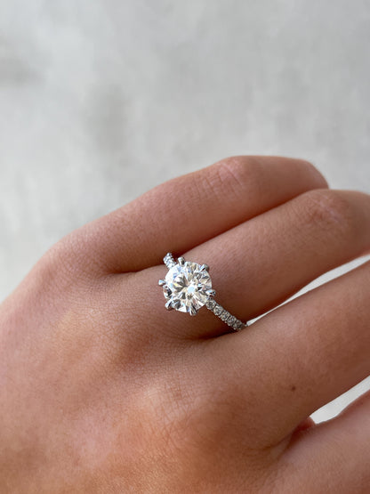 1.80 CT Round Lab-Grown Diamond Engagement Ring with Pave Band 14