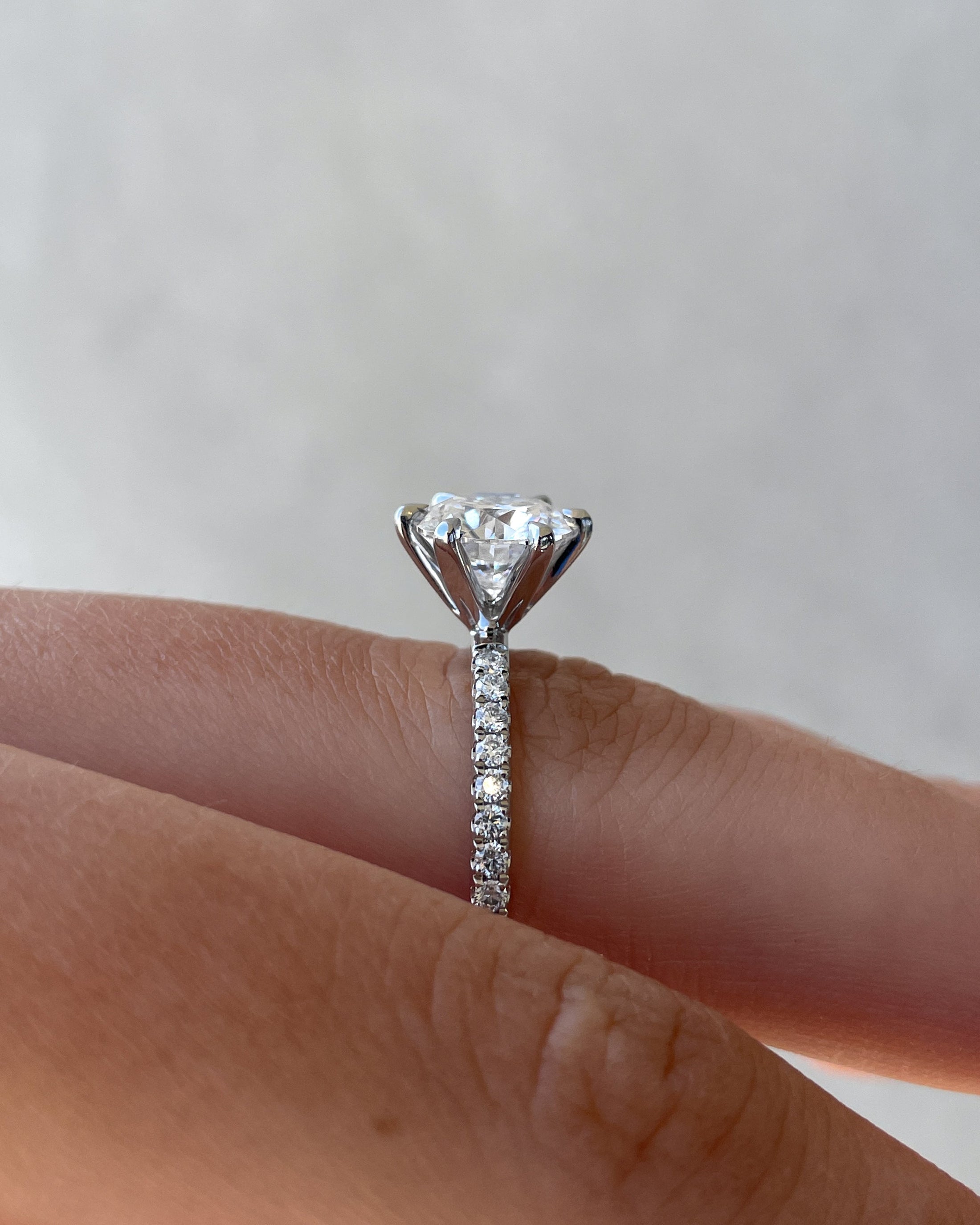 1.80 CT Round Lab-Grown Diamond Engagement Ring with Pavé Band