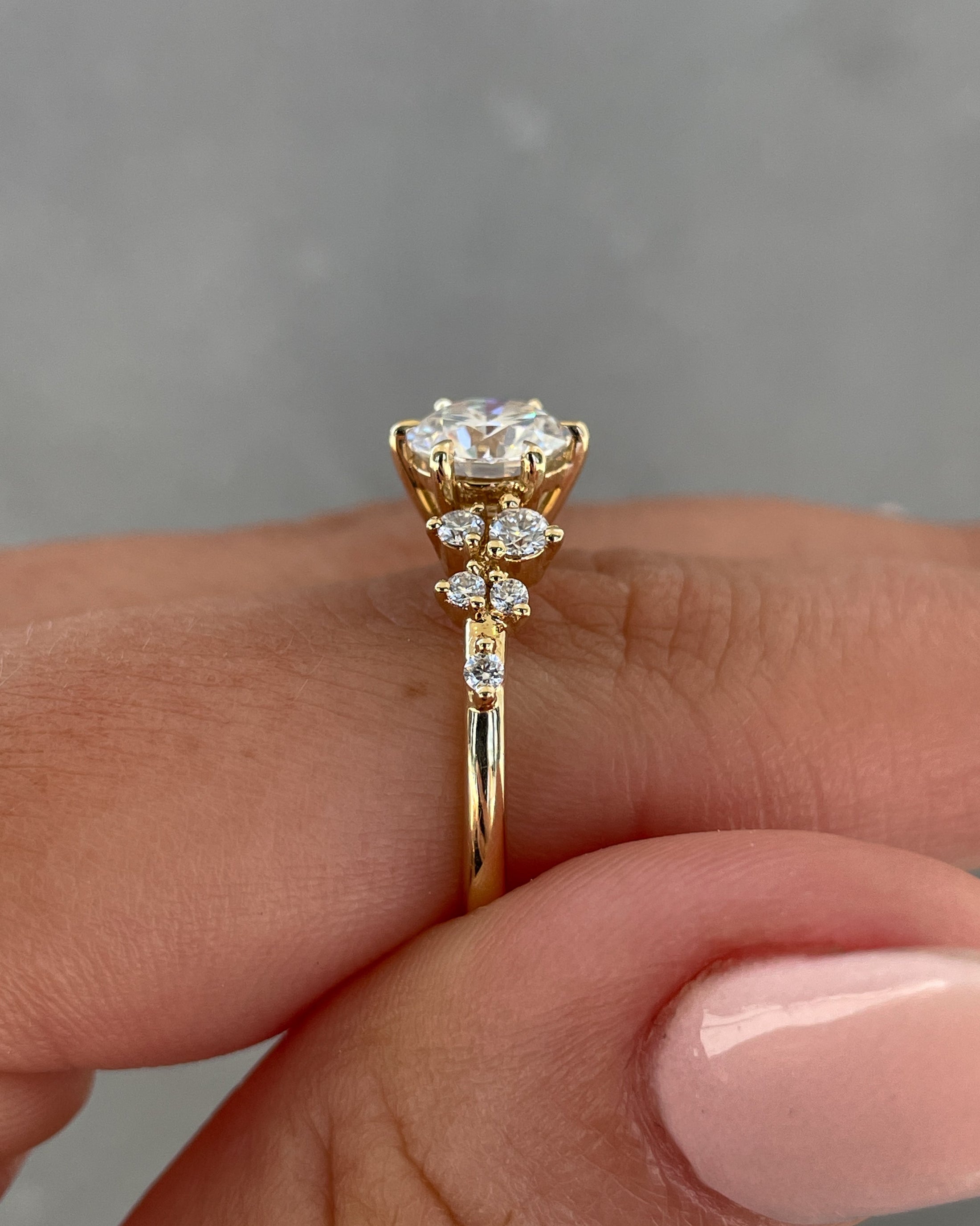 1.61 CT Round Lab-Grown Diamond Cluster Engagement Ring