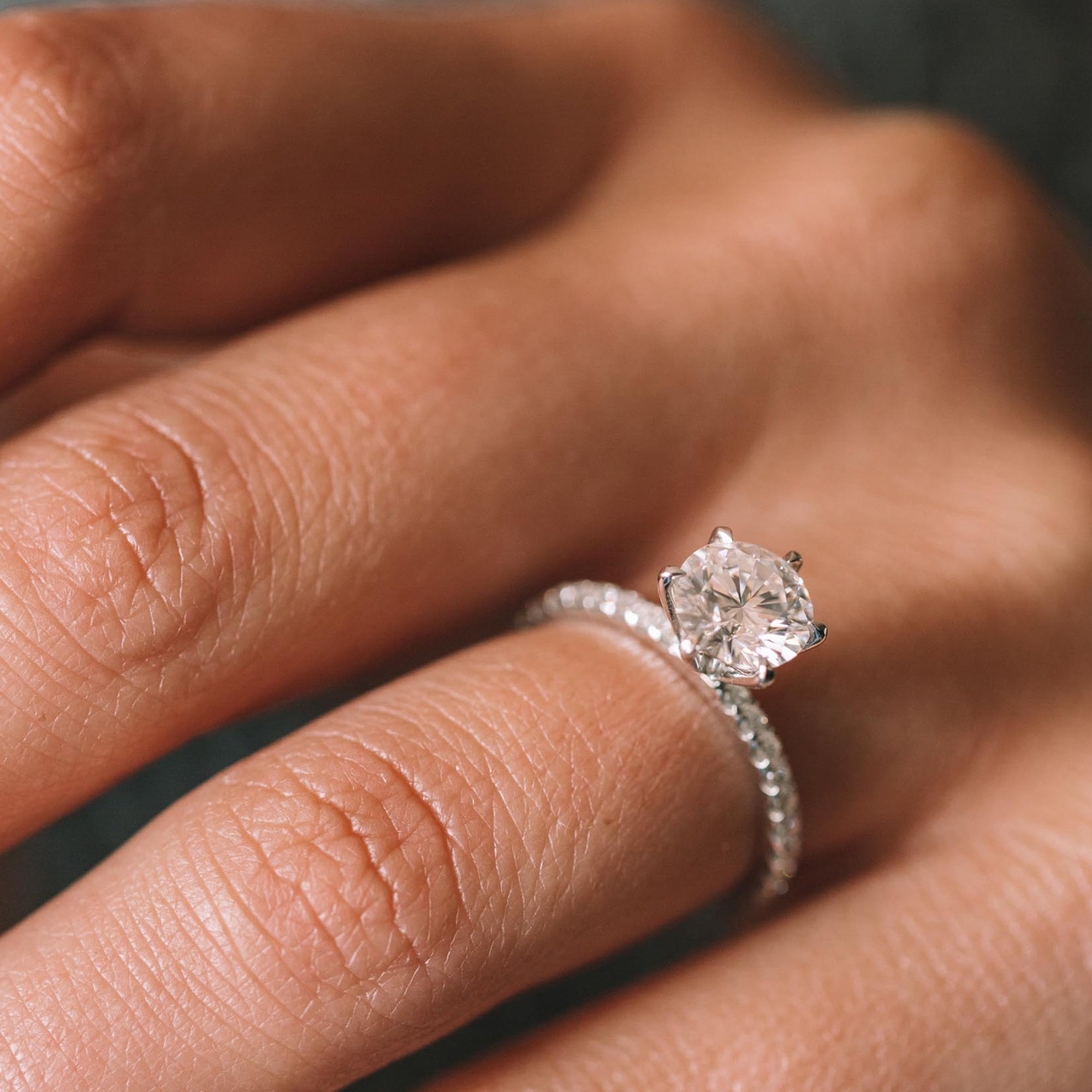 1.80 CT Round Lab-Grown Diamond Engagement Ring with Pavé Band