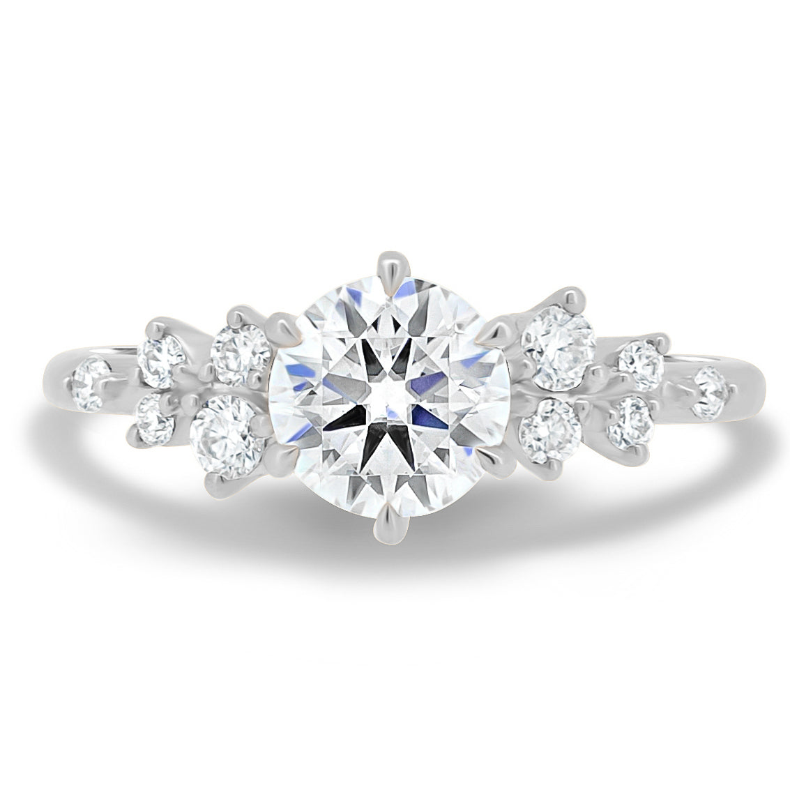 1.61 CT Round Lab-Grown Diamond Cluster Engagement Ring 9