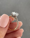 Load image into Gallery viewer, 2.11 CT Oval Lab-Grown Diamond Hidden Halo Pave Engagement Ring in Gold
