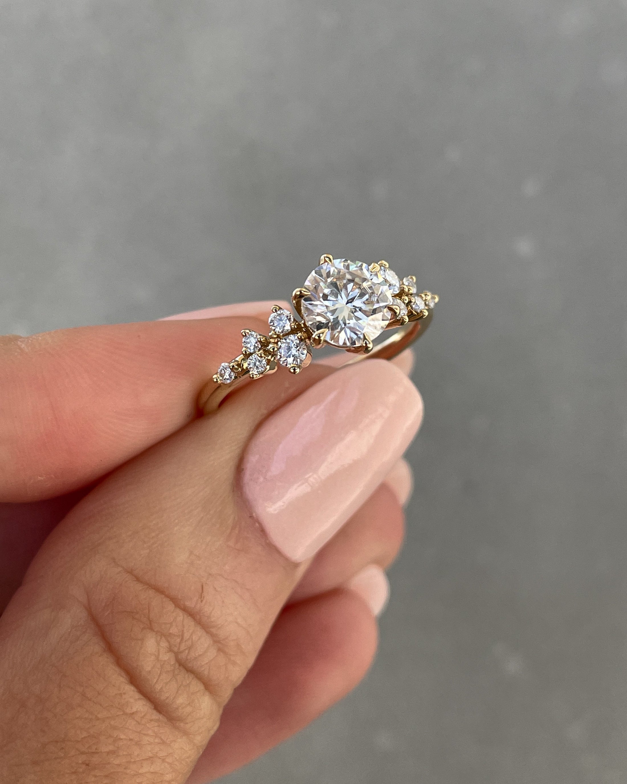 1.61 CT Round Lab-Grown Diamond Cluster Engagement Ring