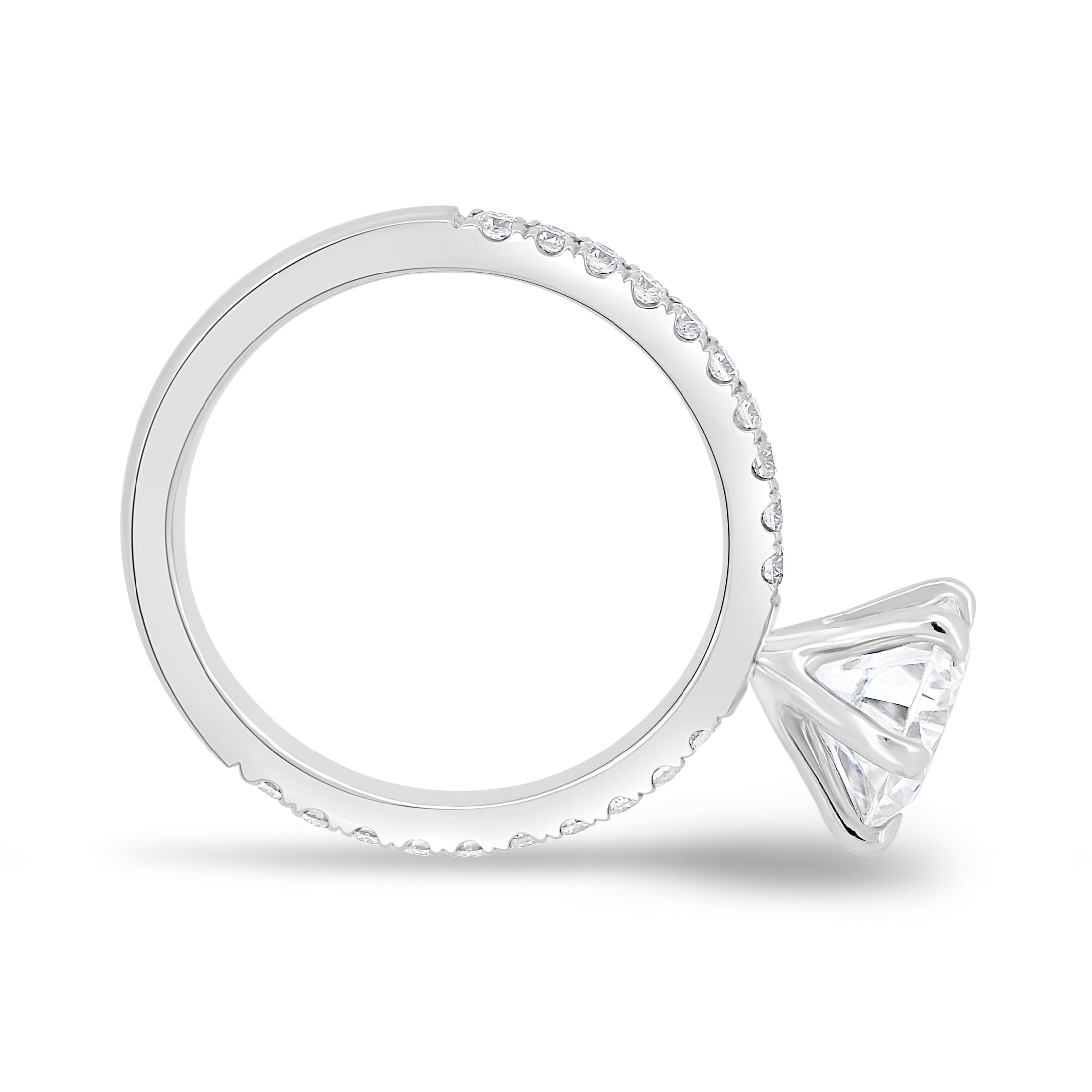 1.80 CT Round Lab-Grown Diamond Engagement Ring with Pavé Band