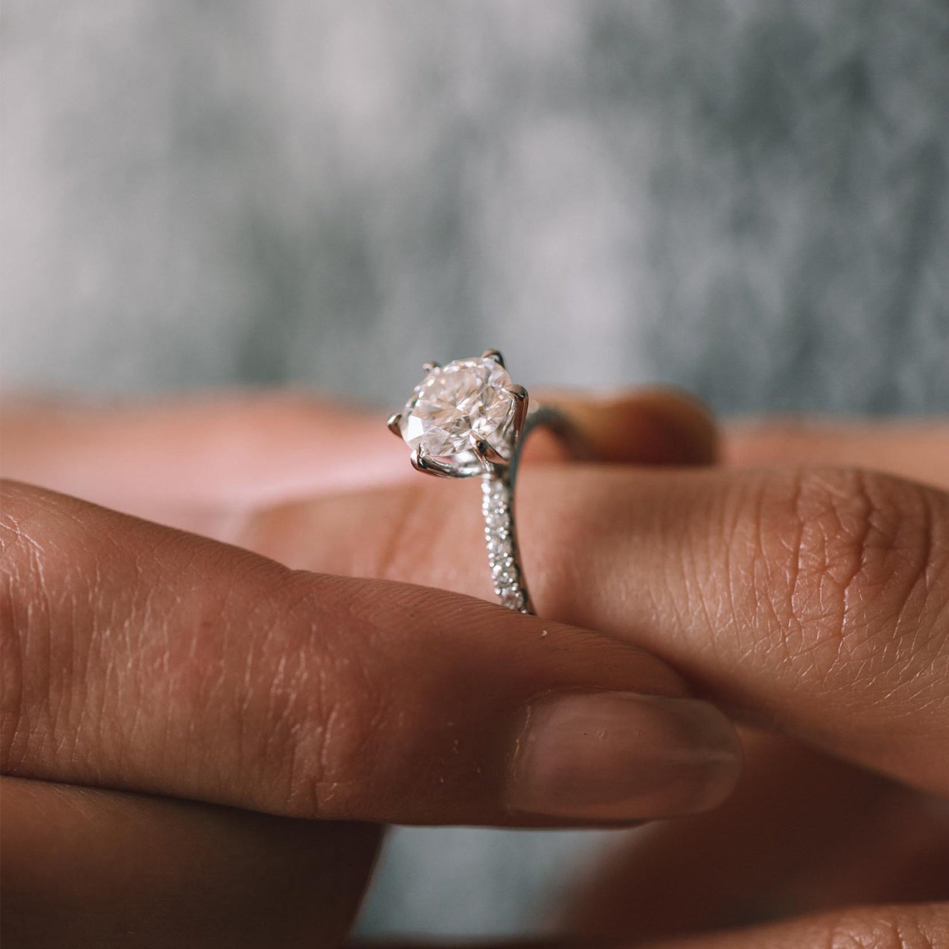 1.80 CT Round Lab-Grown Diamond Engagement Ring with Pave Band 17