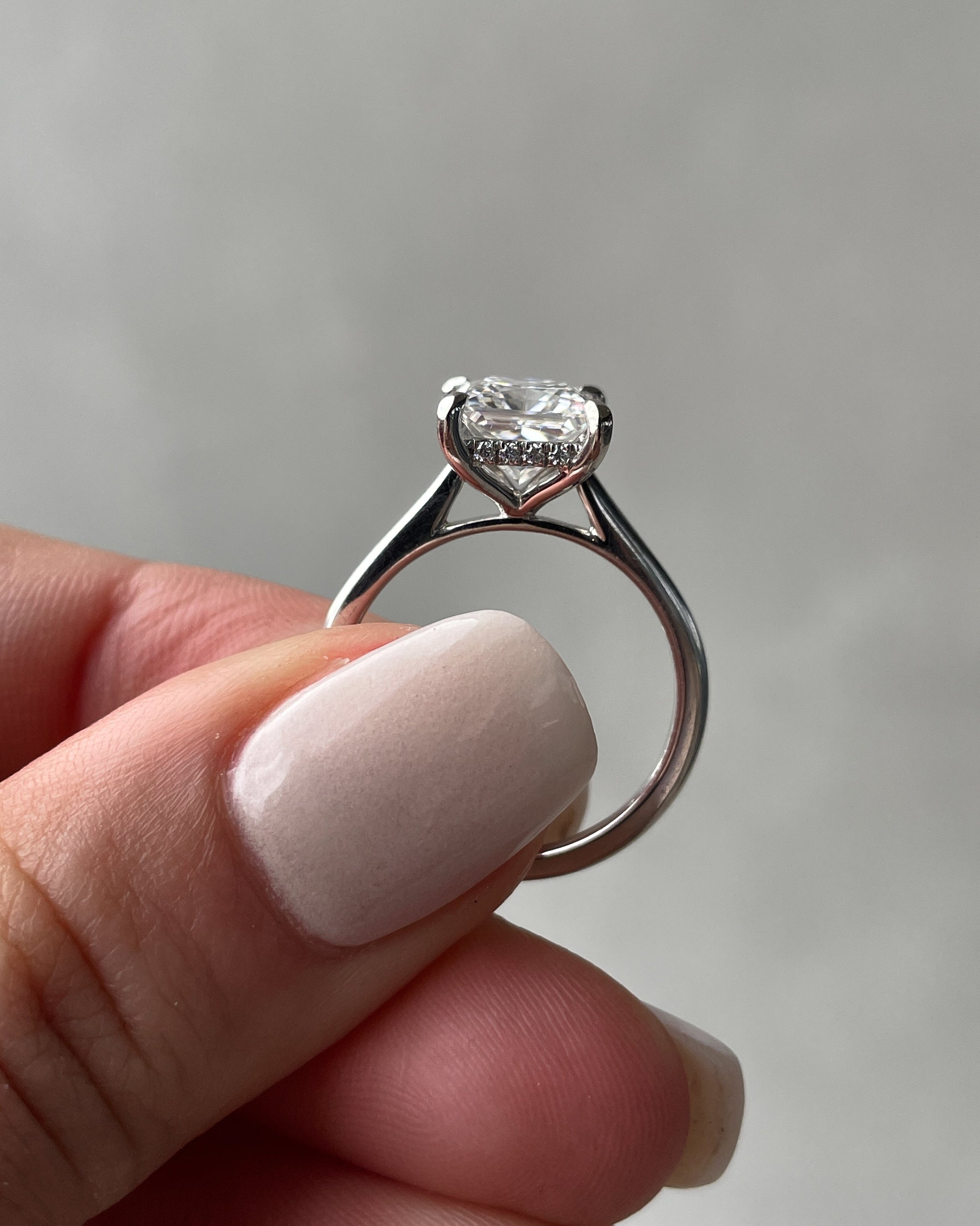 Radiant 1.5 CT Princess-Cut Lab Diamond Hidden Halo Engagement Ring