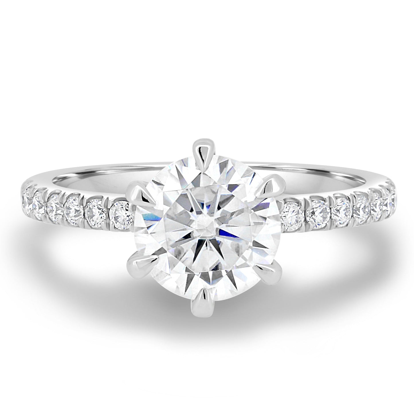 1.80 CT Round Lab-Grown Diamond Engagement Ring with Pave Band 9