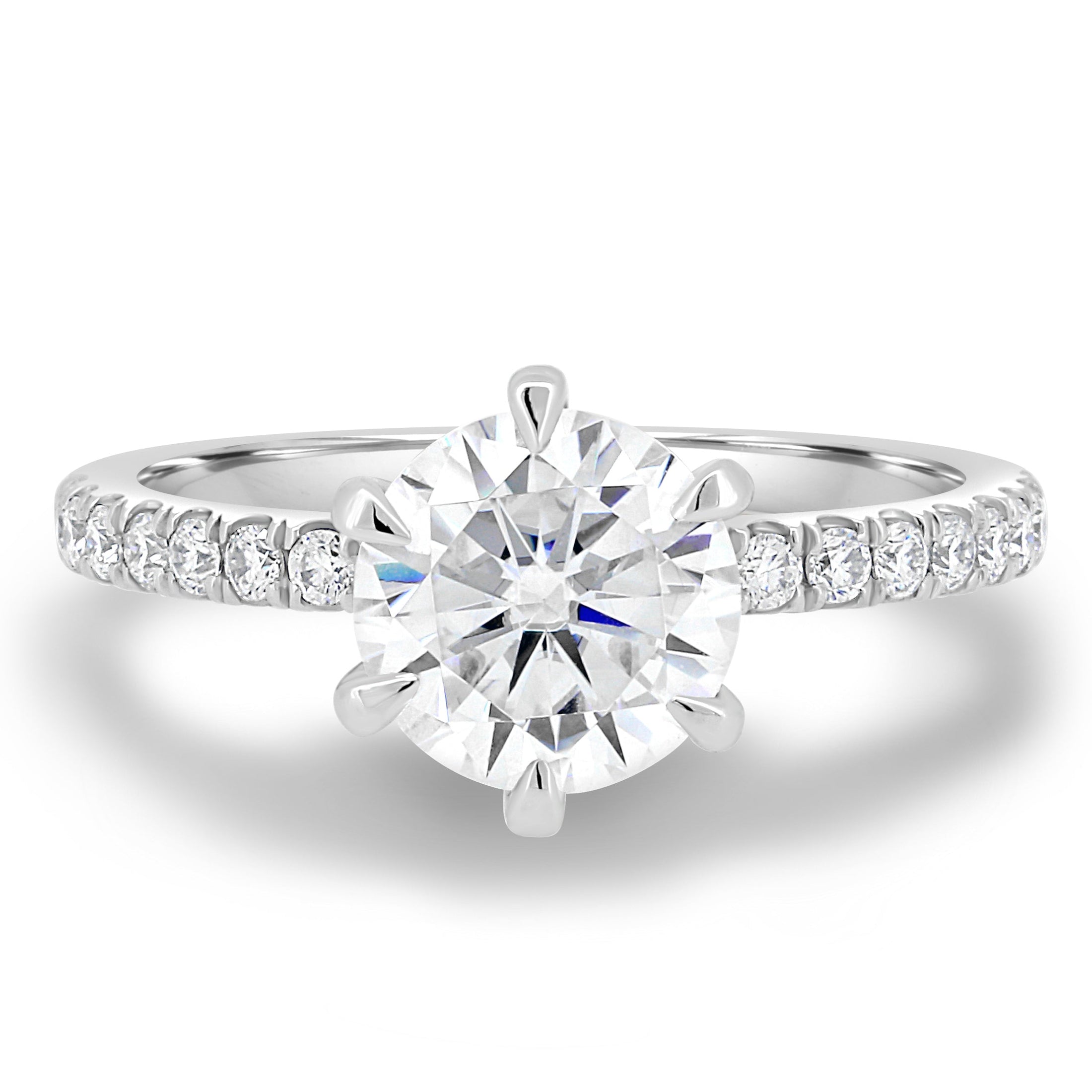 1.80 CT Round Lab-Grown Diamond Engagement Ring with Pavé Band