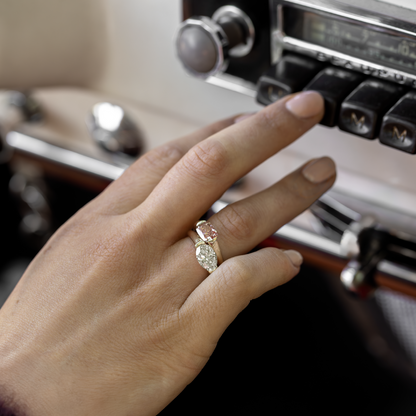 East West Solitaire Half Bezel- 2.1 CT Oval Moissanite Engagement Ring