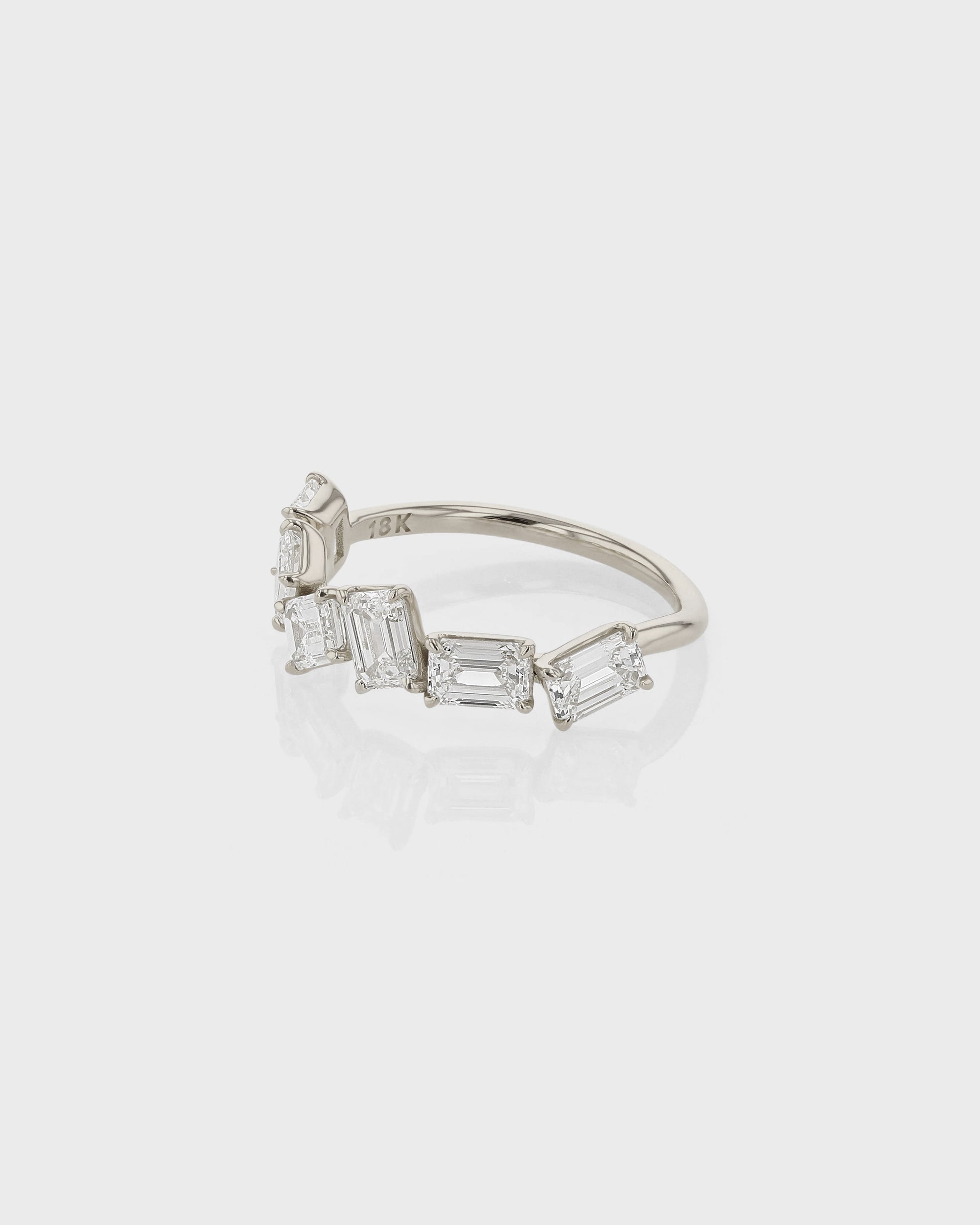 0.70 TCW Emerald Cut Lab Grown Diamond Half Eternity Band 6