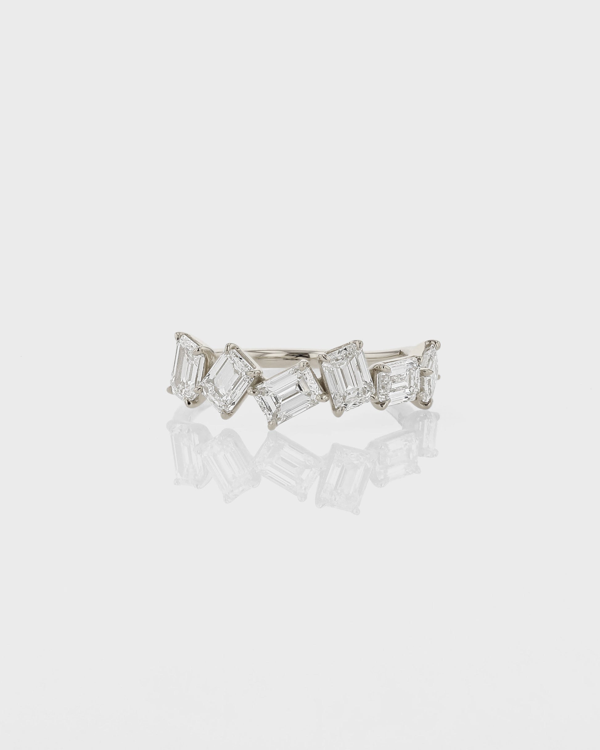 0.70 TCW Emerald Cut Lab Grown Diamond Half Eternity Band 1