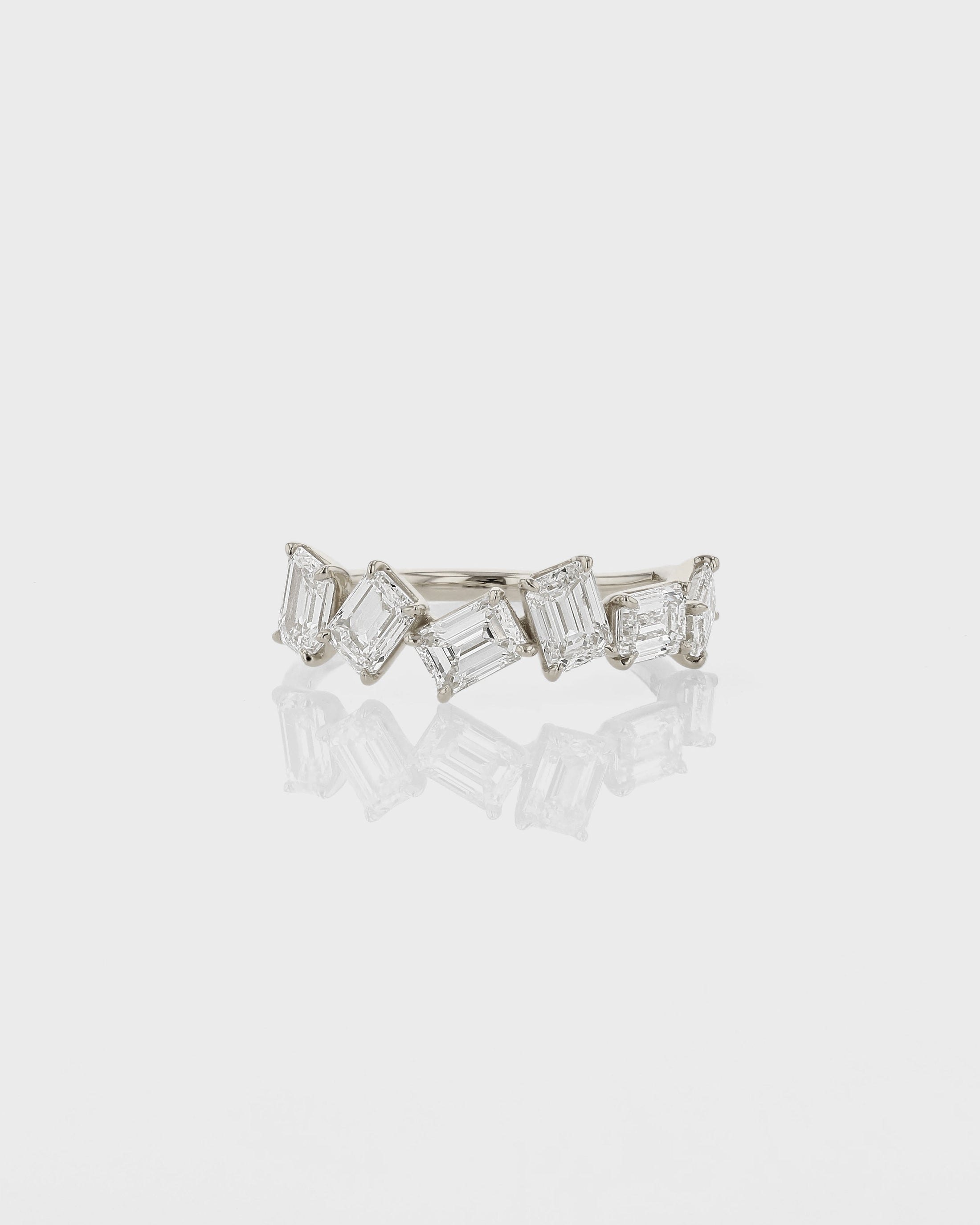 0.70 TCW Emerald Cut Lab Grown Diamond Half Eternity Band