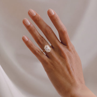 Halo-Emerald Lab Grown Diamond Engagement Ring