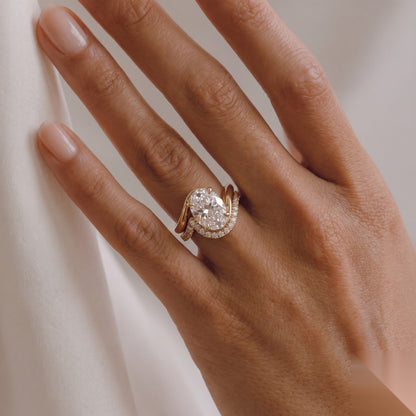Solitaire Rapture & Pave Band- 2.5 CT Oval Lab Grown Diamond Bridal Set