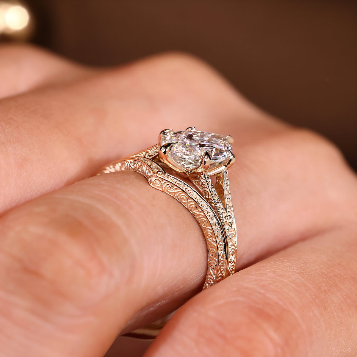 Solitaire Cathedral- 1.8 CT Cushion Lab Grown Diamond Wedding Band