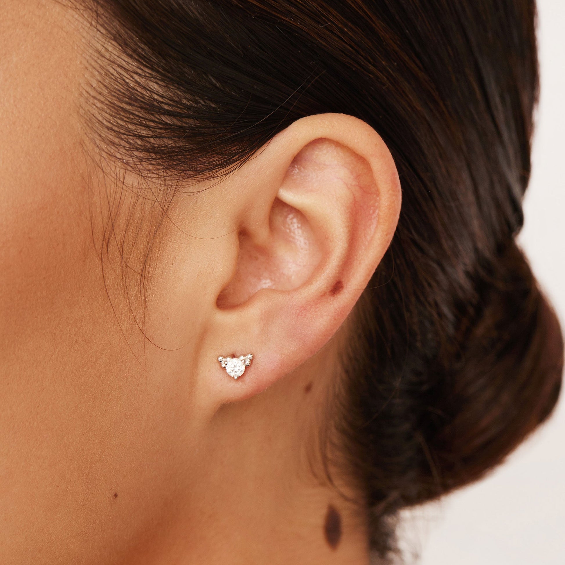 Elegant 0.05 TCW Round Lab-Grown Diamond Stud Earrings in Gold Setting 11