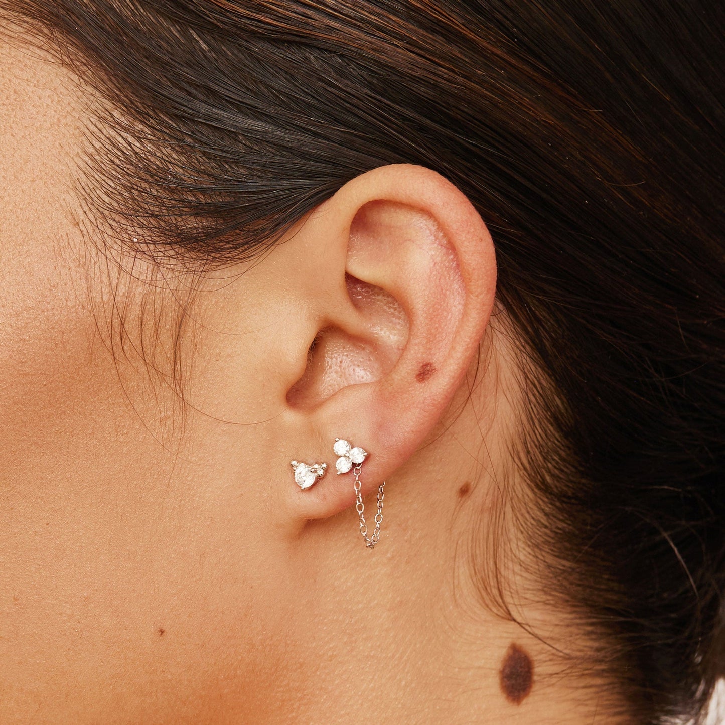 Elegant 0.05 TCW Round Lab-Grown Diamond Stud Earrings in Gold Setting 13
