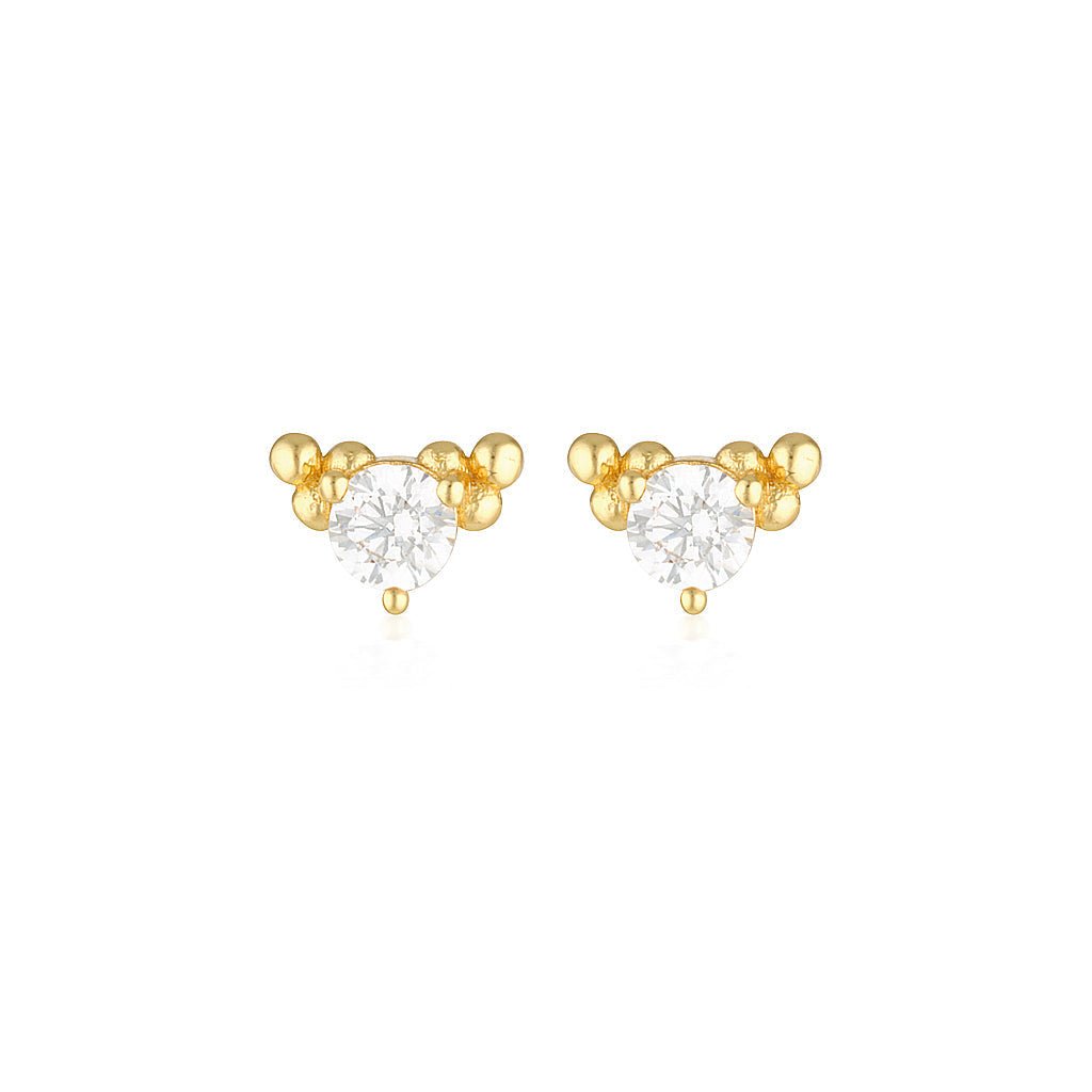 Elegant 0.05 TCW Round Lab-Grown Diamond Stud Earrings in Gold Setting 1