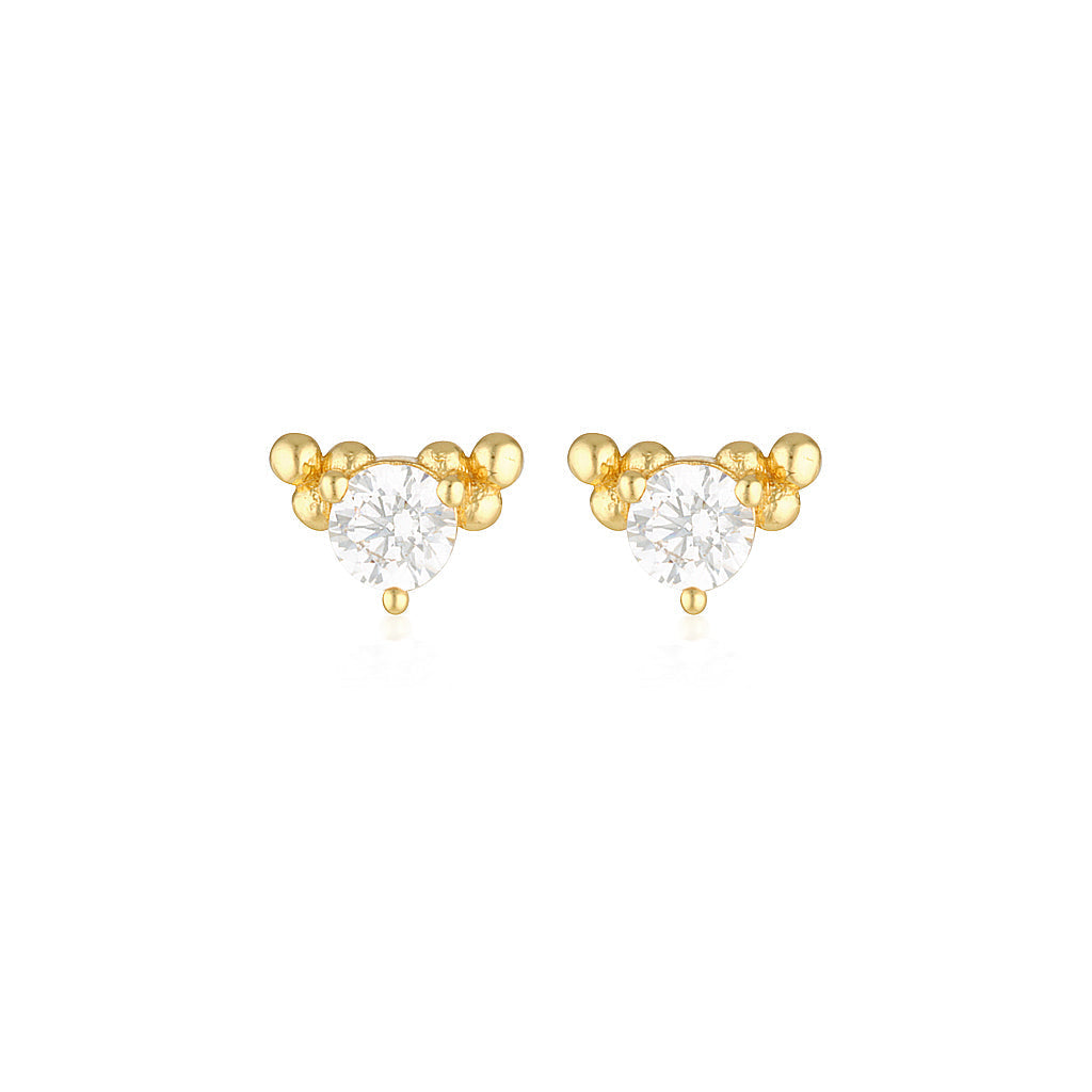 Elegant 0.05 TCW Round Lab-Grown Diamond Stud Earrings in Gold Setting