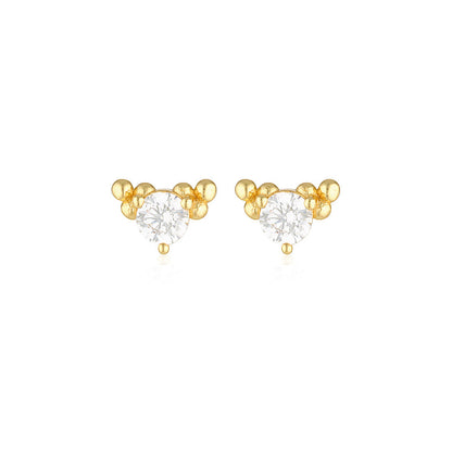 Elegant 0.05 TCW Round Lab-Grown Diamond Stud Earrings in Gold Setting 1