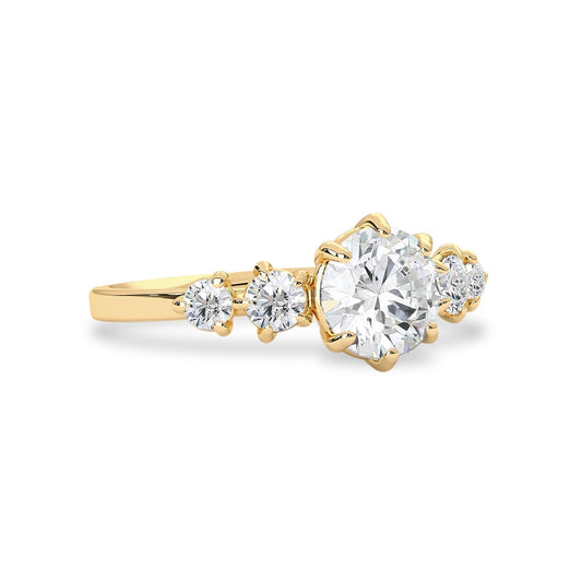 1 CT Round Lab-Grown Diamond Cluster Engagement Ring