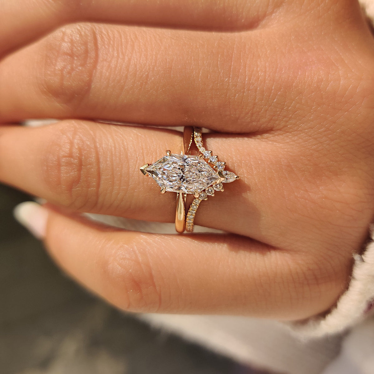 Solitaire Cathedral- 1.8 CT Cushion Lab Grown Diamond Wedding Band