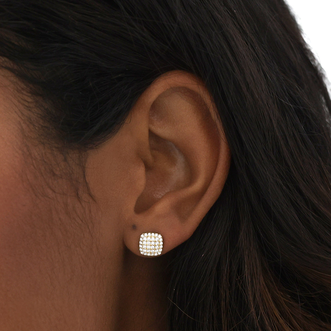 Exquisite 0.03 TCW Round Lab-Grown Diamond Pave Stud Earrings 8