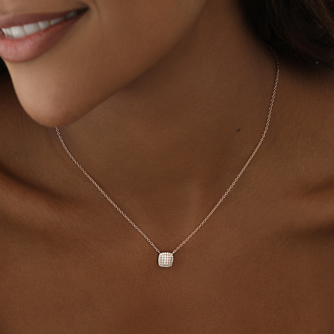 0.3 TCW Round Lab-Grown Diamond Cushion Pendant Necklace