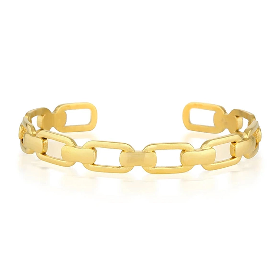 Elegant Gold Link Open Cuff Bracelet