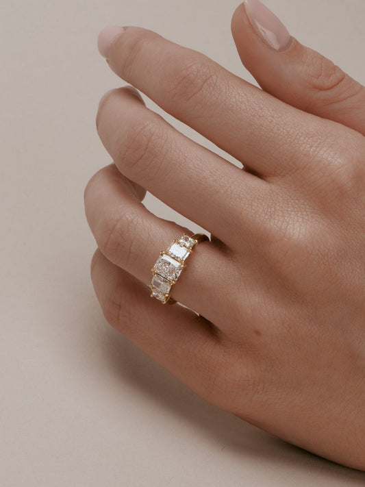 Five Stone-Radiant Lab Grown Diamond Engagement Ring