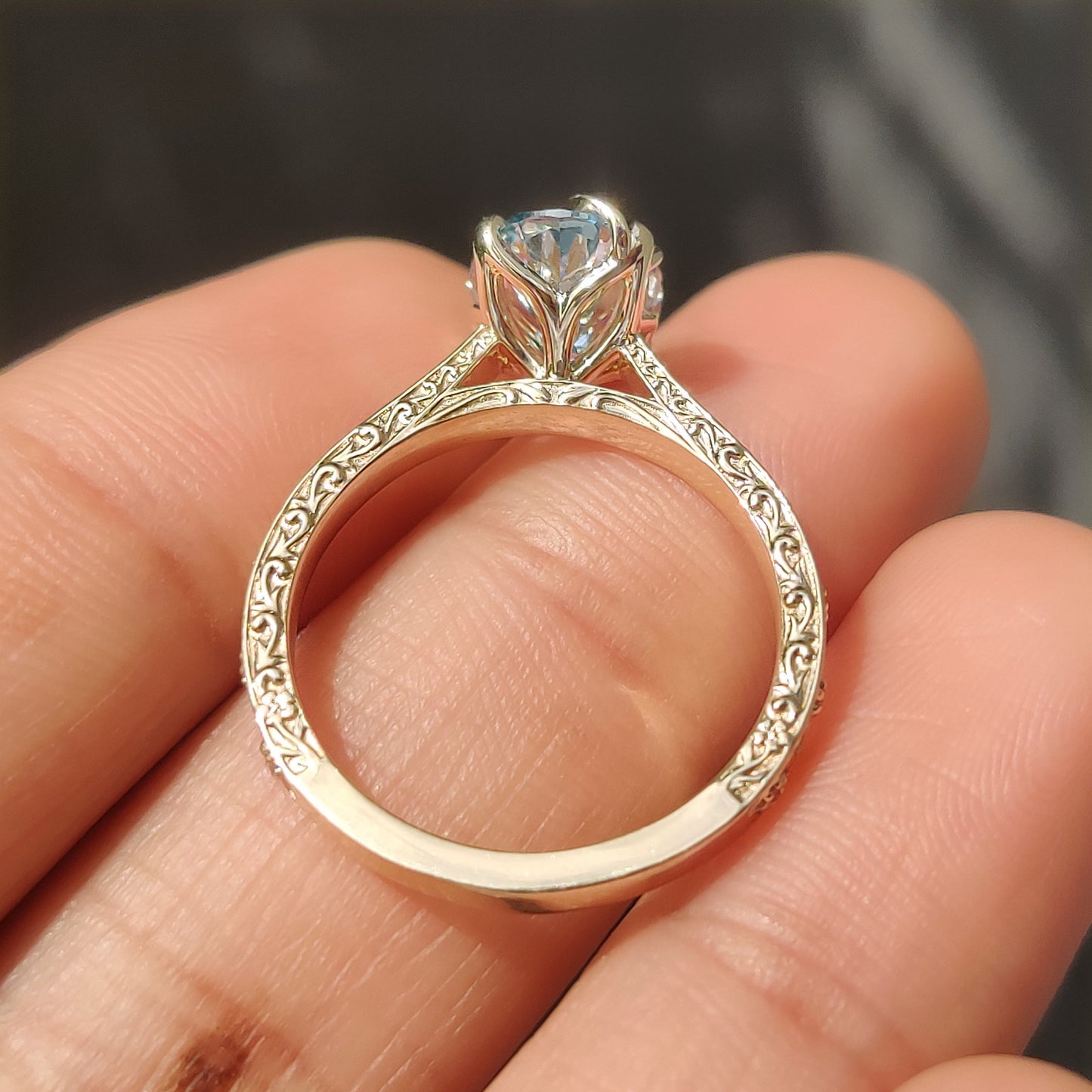 Nature Inspired-2.0 CT Blue Oval Lab Grown Diamond Engagement Ring