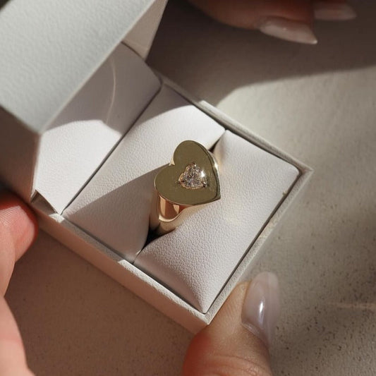 1.0CT Heart-Shaped Lab Grown Diamond Gold Ring