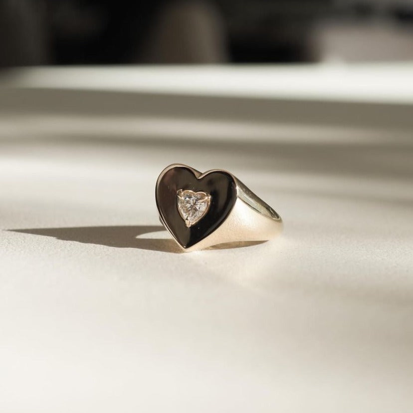 1.0CT Heart-Shaped Lab Grown Diamond Gold Ring