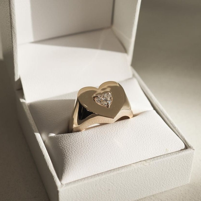 1.0CT Heart-Shaped Lab Grown Diamond Gold Ring