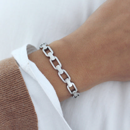 Elegant Gold Link Open Cuff Bracelet 7