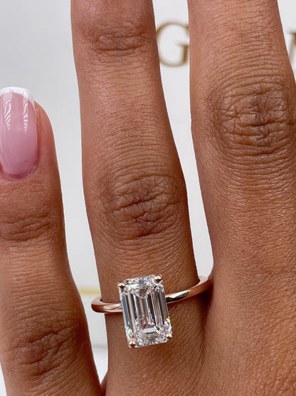 2.58 CT Emerald Lab-Grown Diamond Solitaire Engagement Ring 4