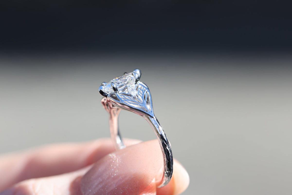 Solitaire Cathedral- 1.8 CT Cushion Lab Grown Diamond Wedding Band