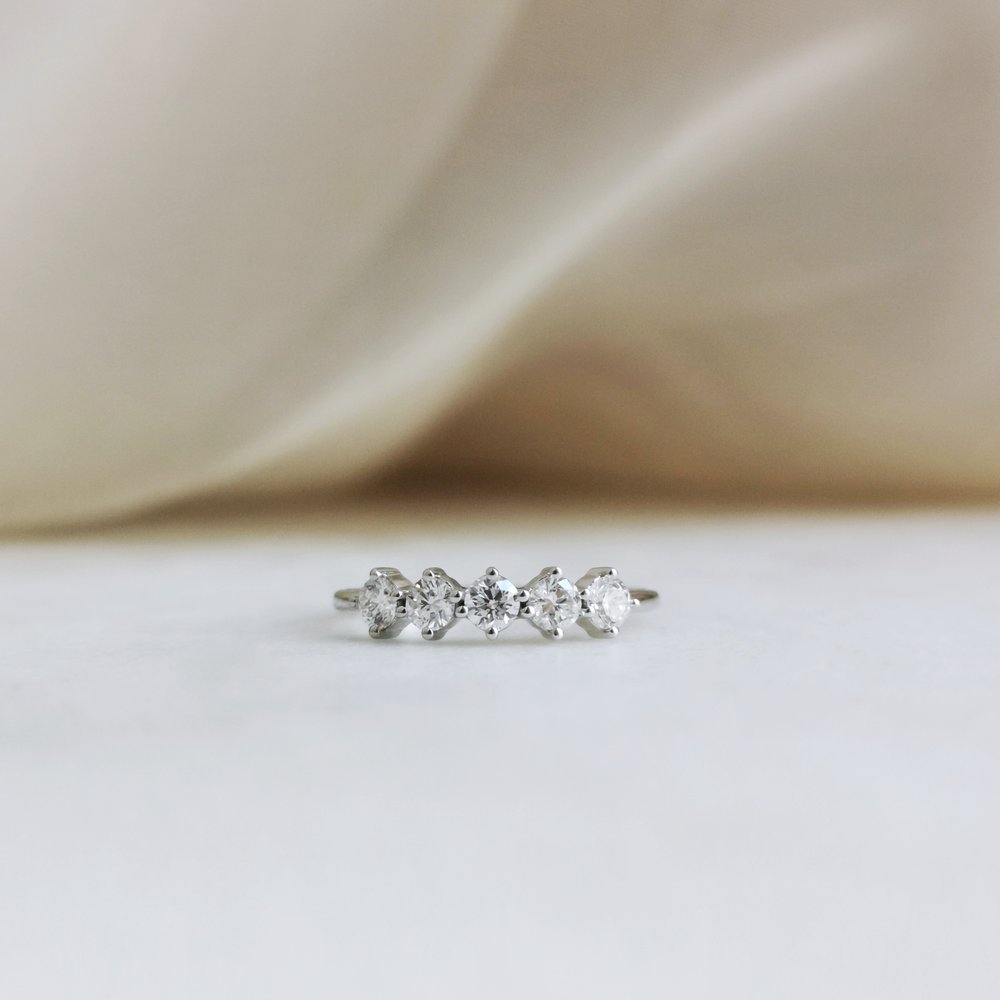 Eternal Elegance: 0.50 TCW Round Lab Grown Diamond Five Stone Wedding Band 4