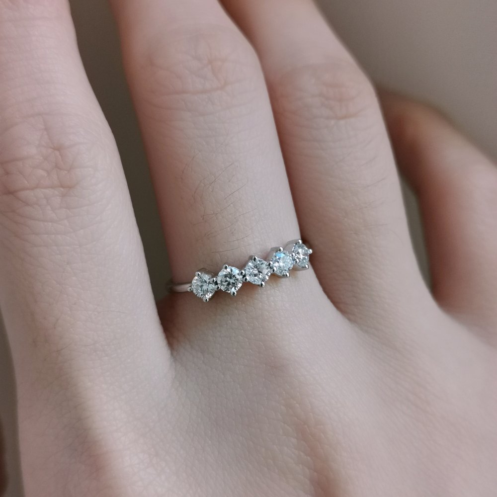 Eternal Elegance: 0.50 TCW Round Lab Grown Diamond Five Stone Wedding Band 2