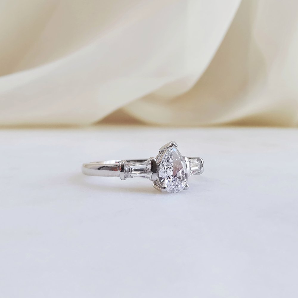 0.50 CT Pear-Cut Lab-Grown Diamond Trio Engagement Ring