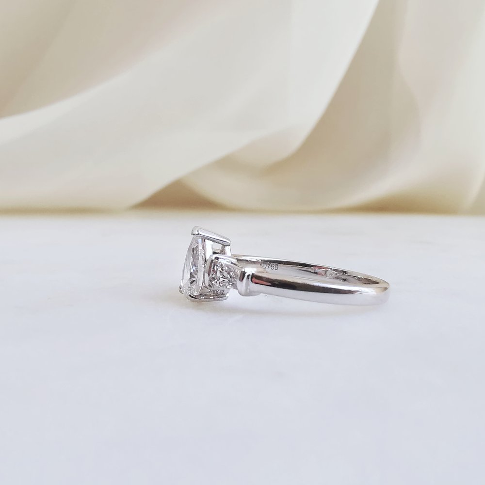 0.50 CT Pear-Cut Lab-Grown Diamond Trio Engagement Ring