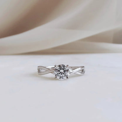Solitaire & Criss Cross-0.55 CT Round Lab Grown Diamond Engagement Ring