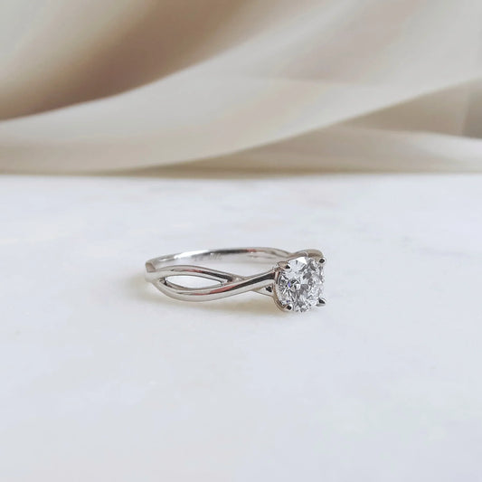 Solitaire & Criss Cross-0.55 CT Round Lab Grown Diamond Engagement Ring