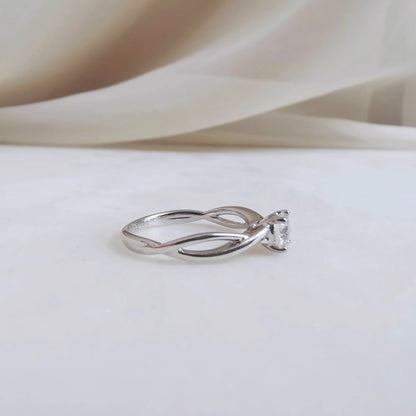 Solitaire & Criss Cross-0.55 CT Round Lab Grown Diamond Engagement Ring