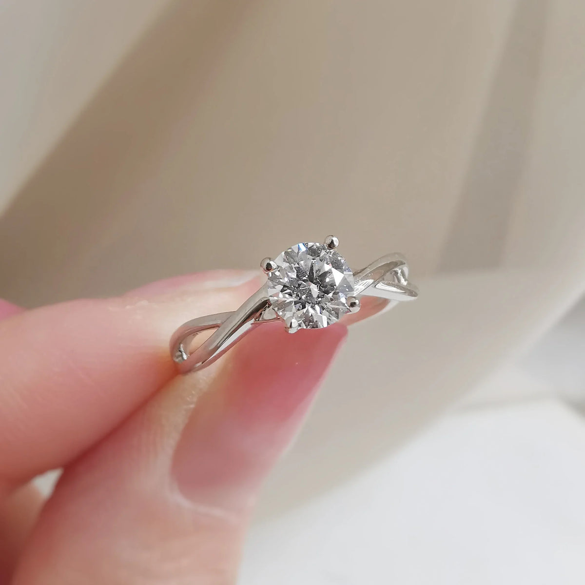 Solitaire & Criss Cross-0.55 CT Round Lab Grown Diamond Engagement Ring