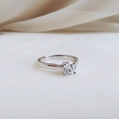 Solitaire Cathedral-0.70 CT Round Lab Grown Diamond Engagement Ring