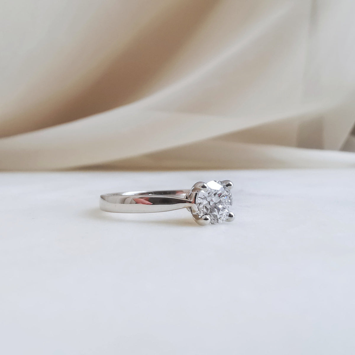 Solitaire Cathedral-0.70 CT Round Lab Grown Diamond Engagement Ring