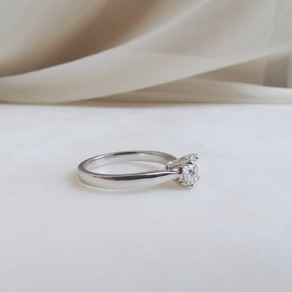 Solitaire Cathedral-0.70 CT Round Lab Grown Diamond Engagement Ring