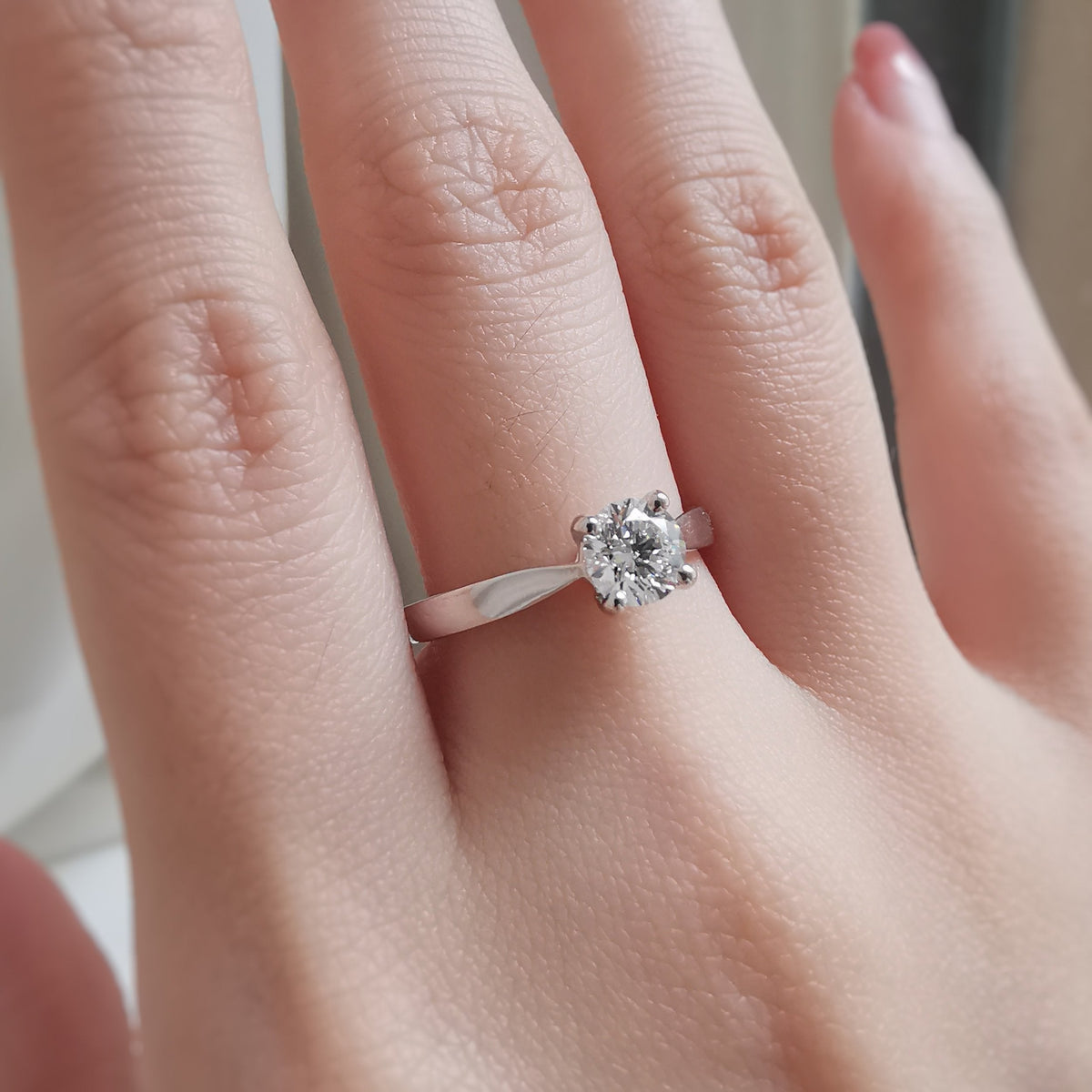 Solitaire Cathedral-0.70 CT Round Lab Grown Diamond Engagement Ring